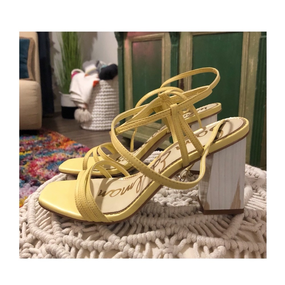 Sam Edelman yellow strappy heels